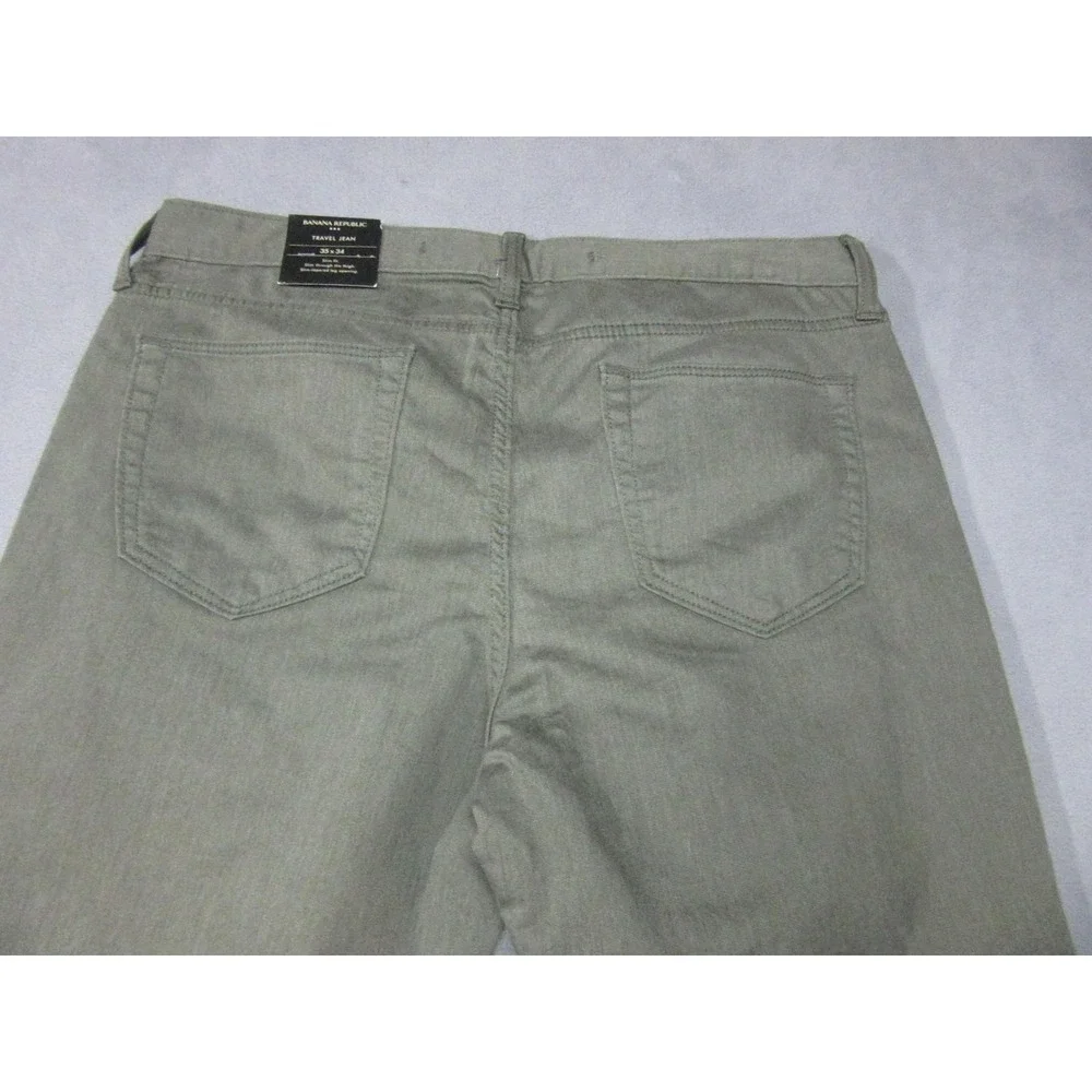 Banana Republic Travel Jean Mens 35x34 Green New Slim Fit Stretch Denim Pants